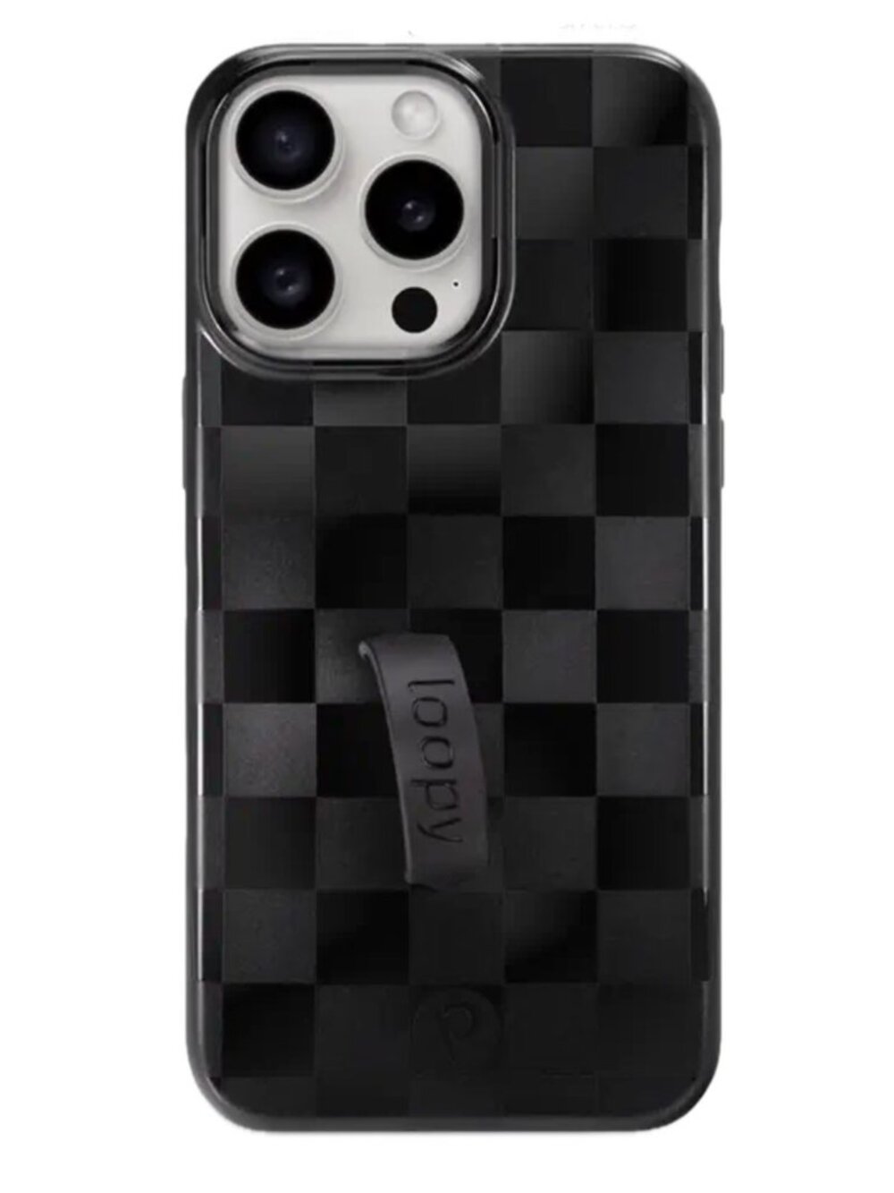 NWT Loopy MIDNIGHT Black CHECKERED iPhone 15 Pro Max Phone Case - Righty